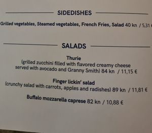 Finger lickin salad another vegan option at Marco Polo in Dubrovnik