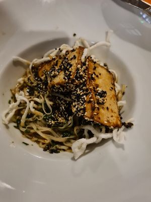 Tofu steak and noodles at Marco Polo in Dubrovnik