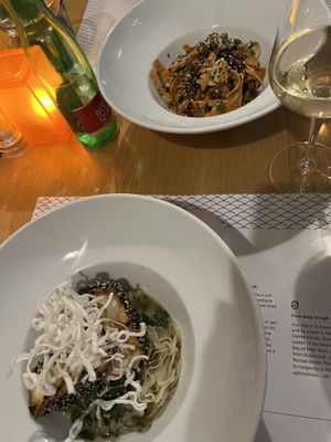 Tofu steak bottom; finger-licking” salad top  at Marco Polo in Dubrovnik