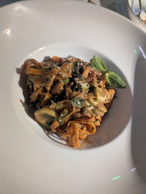 Salad, those are carrots, not noodles, satisfying, peanuty dish. at Marco Polo in Dubrovnik