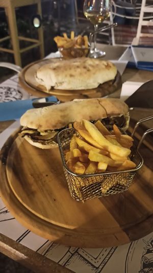 Sandwich and pompfrit at Ombra Restaurant in Kotor