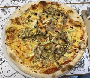 Vegan pizza  at Ombra Restaurant in Kotor