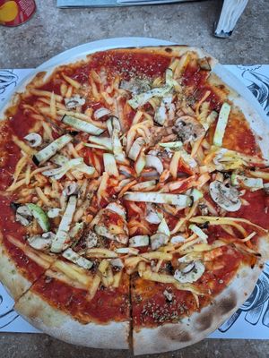 Vegan Pizza at Ombra Restaurant in Kotor