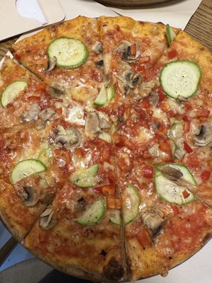 The new vegan pizzaa  at Ombra Restaurant in Kotor