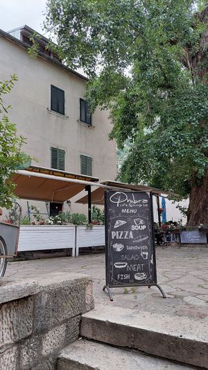 Outside of the restaurant at Ombra Restaurant in Kotor