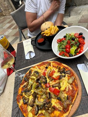 Really gorgeous vegan pizza, one of the best I’ve ever had, and I’m very fussy! Service is great, setting is lovely, in a secluded courtyard.  at Ombra Restaurant in Kotor