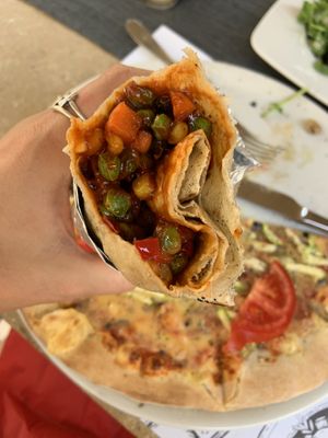 Sandwich and pizza  at Ombra Restaurant in Kotor