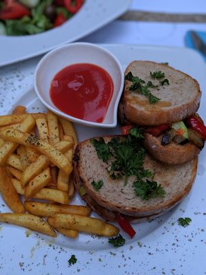 Veggie sandwich at Ombra Restaurant in Kotor