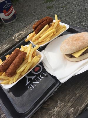 Sausage and chips, fish and chips...all vegan at The Retreat Animal Rescue Farm Sanctuary and Cafe in Ashford