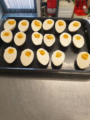 Vegan eggs  at The Retreat Animal Rescue Farm Sanctuary and Cafe in Ashford