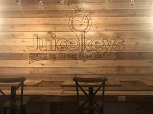Beautiful artwork on the wall at Juicekeys in Raleigh