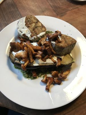 Stuffed eggplant with dumplings and mushrooms @ Dreizehn, Augsburg at Dreizehn in der Muehle in Augsburg