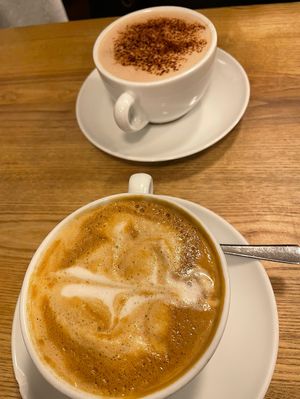 Cappuccino and hot chocolate   at Dreizehn in der Muehle in Augsburg