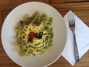 Green pesto pasta - yumm   at Madal Food in Budapest