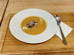 Sweet potato soup  at Madal Food in Budapest