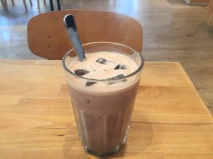 Iced chocolate with oat milk at Madal Food in Budapest