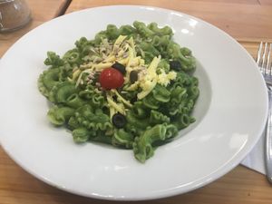 Spinach pasta at Madal Food in Budapest