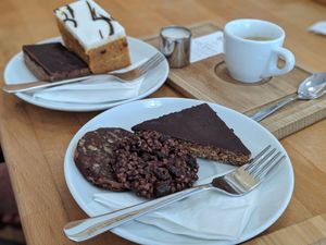 Desserts from separate cafe. Mostly raw, just ok at Madal Food in Budapest
