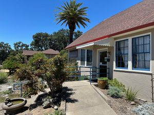 The entrance to the restaurant, deep in the monastery  at Jyun Kang Vegetarian Restaurant in Ukiah