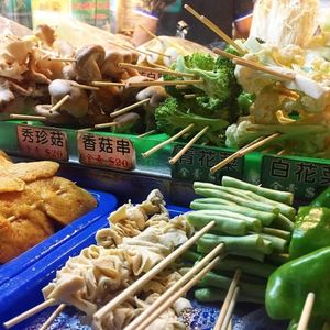 All kinds of vegetables, tofu, rice cakes, and so on  at Uchung BBQ in Kaohsiung