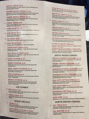 Menu 3 at Adyar Ananda Bhavan A2B in South Plainfield