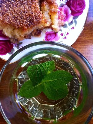 Fresh Moroccan mint tea and Ramadan sweet.  at The Coffee Lover's Cafe in South West London