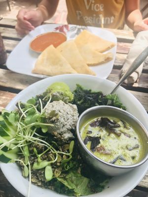 Vegan quesadilla and incredible kale salad at ChocolaTree Organic Oasis in Sedona