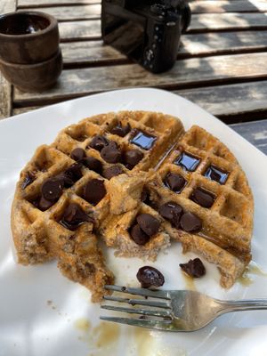 Waffle with chocolate chips added *wouldn’t get again* at ChocolaTree Organic Oasis in Sedona