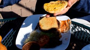 burger and potato corn cake at ChocolaTree Organic Oasis in Sedona
