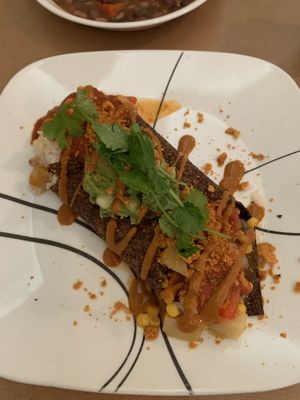 Corn enchiladas. Really good.  at ChocolaTree Organic Oasis in Sedona