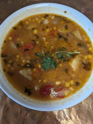 Corn chowder at ChocolaTree Organic Oasis in Sedona