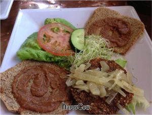 'Veggie burger' with 'homemade ketchup' at ChocolaTree Organic Oasis in Sedona