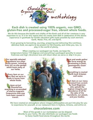 Current menu: About ChocolaTree's methods at ChocolaTree Organic Oasis in Sedona