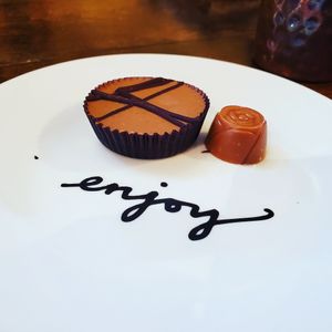 Cookie dough cup and Geranium Rose chocolate at ChocolaTree Organic Oasis in Sedona