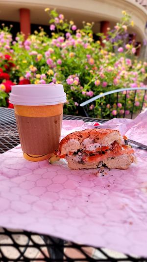 Fauxy loxy - carrot lox. Best carrot lox we've had at Red Scooter Deli in Paso Robles