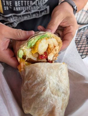 Tofu breakfast burrito, good size and very yummy at Red Scooter Deli in Paso Robles