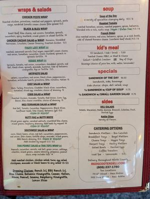 Green menu items are vegan at Red Scooter Deli in Paso Robles