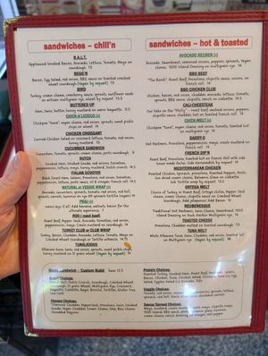 Green menu items are vegan at Red Scooter Deli in Paso Robles