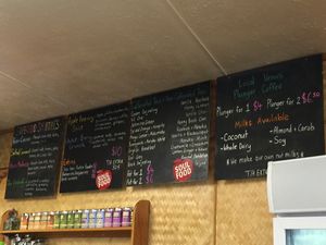 Smoothie menu at Soul Food Organic Store and Cafe in Wanaka