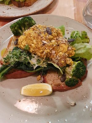 Tofu scramble and fresh greens at Soul Food Organic Store and Cafe in Wanaka