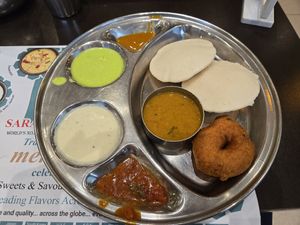 Sambar idli and vada at Saravana Bhavan in Scarborough