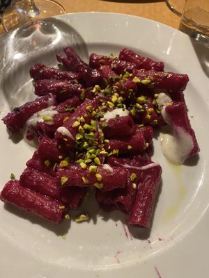 Beetroot pasta  at L'OV Osteria Vegetariana in Florence
