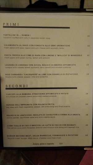 Menú Primi e Secondi 100% Vegan #Veganuary at L'OV Osteria Vegetariana in Florence