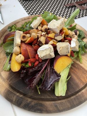 Peach, vegan Gorgonzola and Hazlenut  at L'OV Osteria Vegetariana in Florence