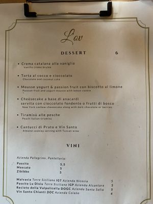 Dessert menu   at L'OV Osteria Vegetariana in Florence