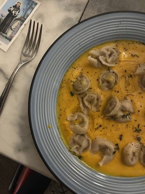 Tortellini with pumpkin cream   at L'OV Osteria Vegetariana in Florence