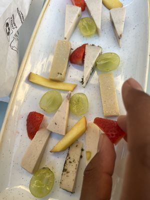 Amazing vegan cheeses  at L'OV Osteria Vegetariana in Florence