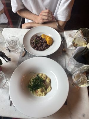 Florentine Stew (top), Gnocchi (bottom)  at L'OV Osteria Vegetariana in Florence