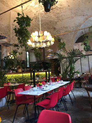 The design of l’ov at L'OV Osteria Vegetariana in Florence