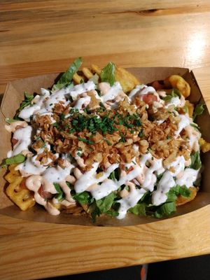 Loaded fries at Veg Machine in Tallinn